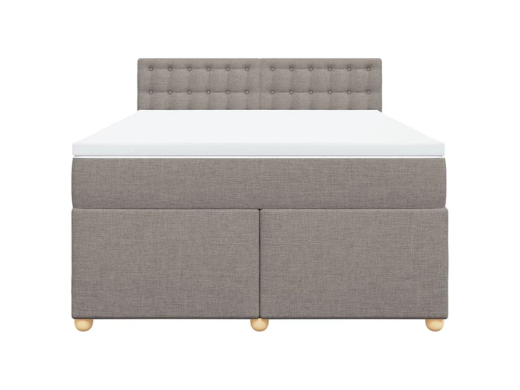 Cama box spring con colchón tela gris taupe 140x190 cm