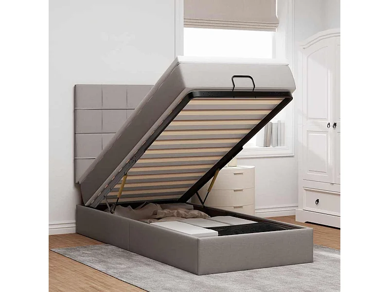 Ottoman-Bett mit Matratze Taupe 100x200 cm Stoff