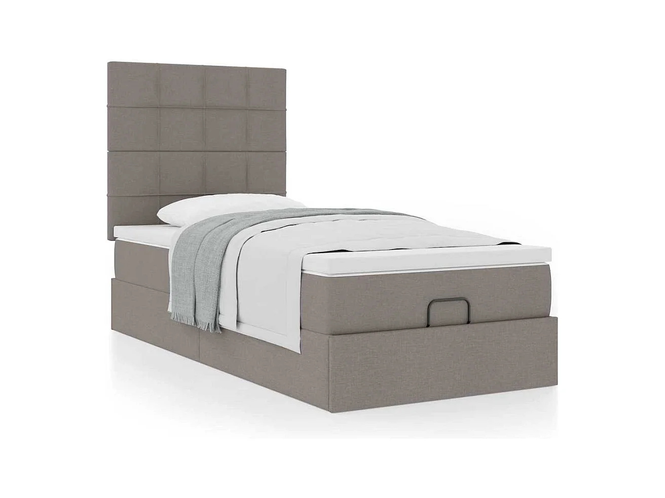 Ottoman-Bett mit Matratze Taupe 100x200 cm Stoff