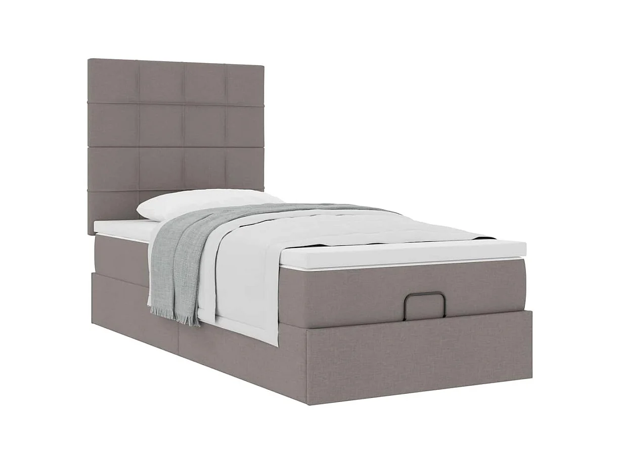 Ottoman-Bett mit Matratze Taupe 100x200 cm Stoff