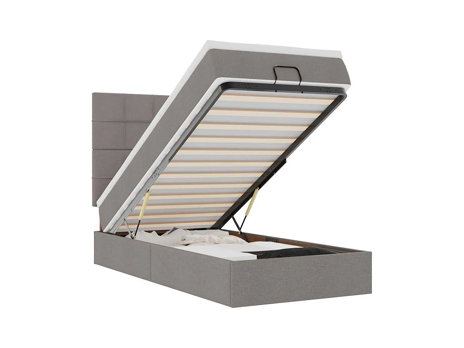 Bed met matras 100x200 cm stof taupe