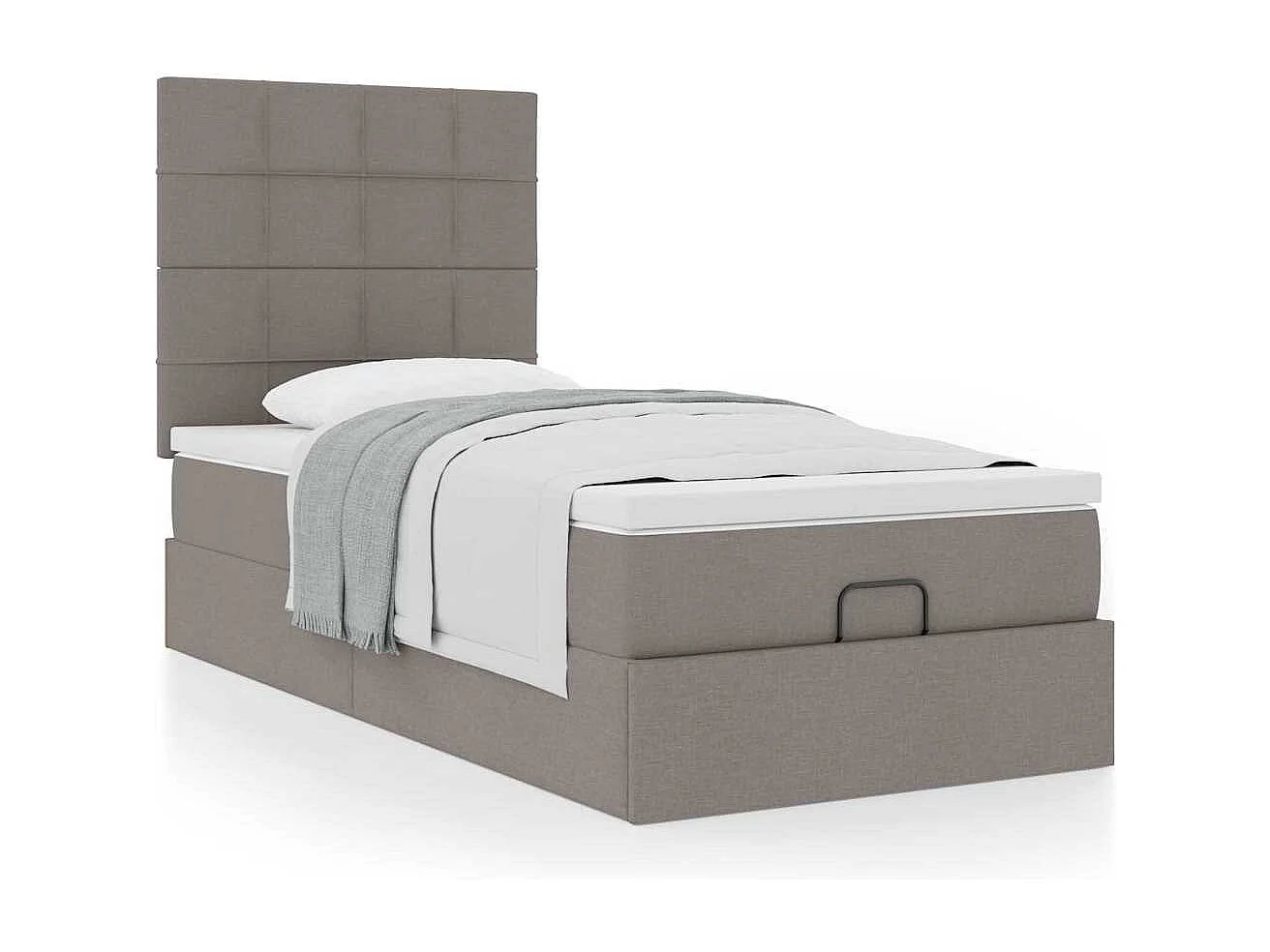 Bed met matras 100x200 cm stof taupe