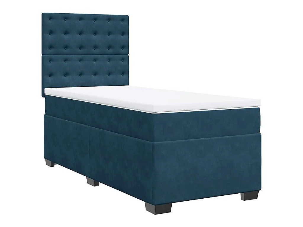 Boxspringbett mit Matratze Blau 100x200 cm Samt