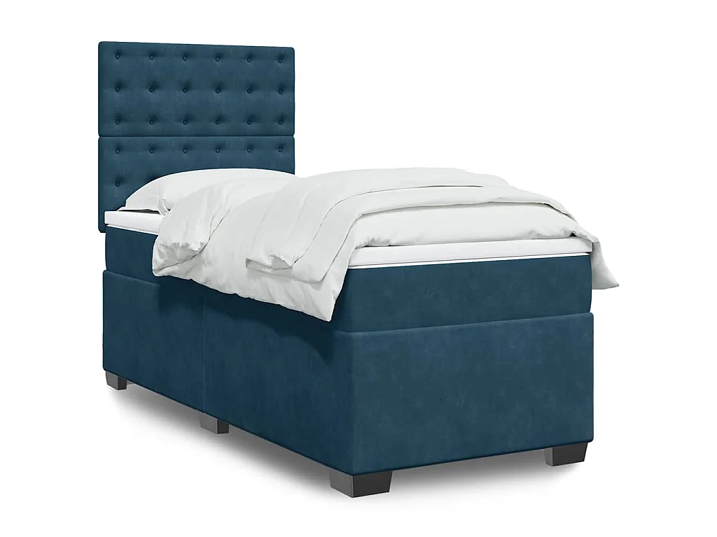 Boxspringbett mit Matratze Blau 100x200 cm Samt