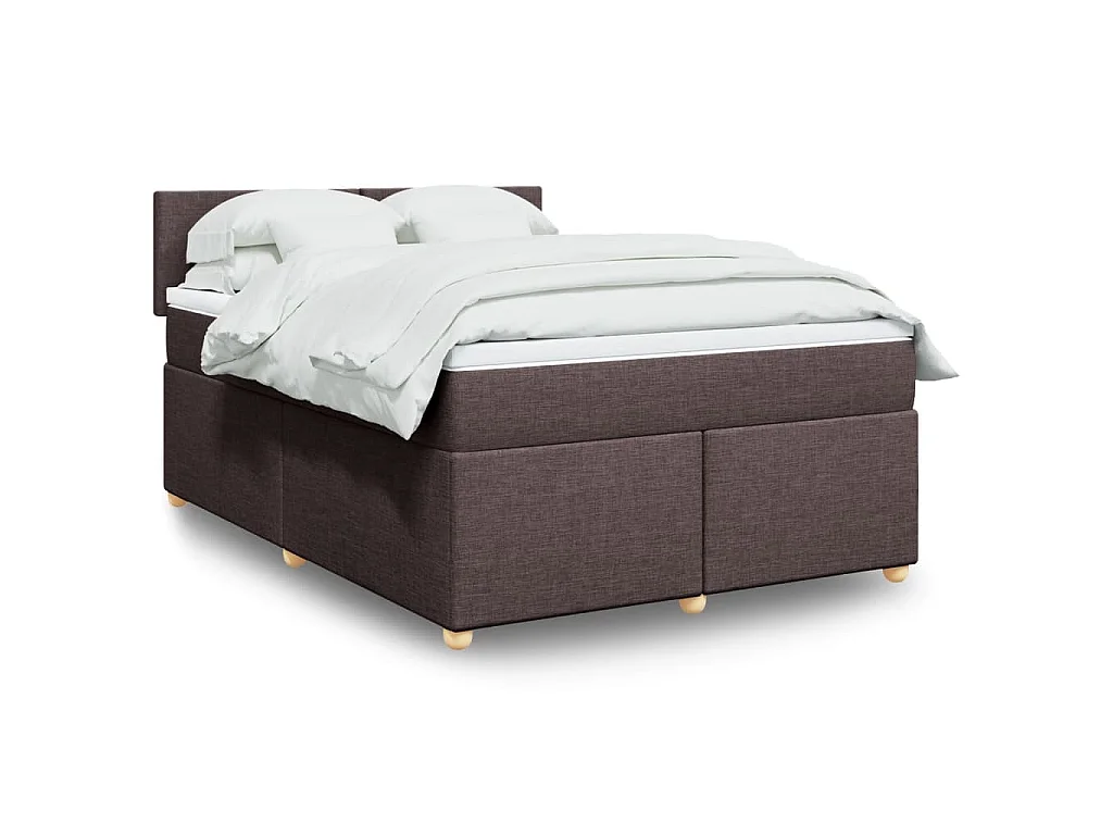 Giroletto a Molle con Materasso Marrone Scuro 160x200cm Tessuto