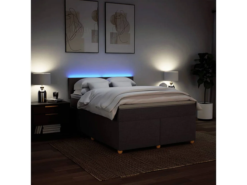 Giroletto a Molle con Materasso Marrone Scuro 160x200cm Tessuto