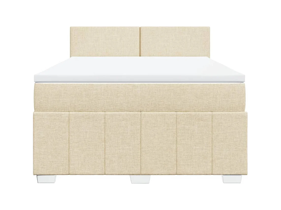 Sommier à lattes de lit avec matelas Crème 160x200 cm Tissu