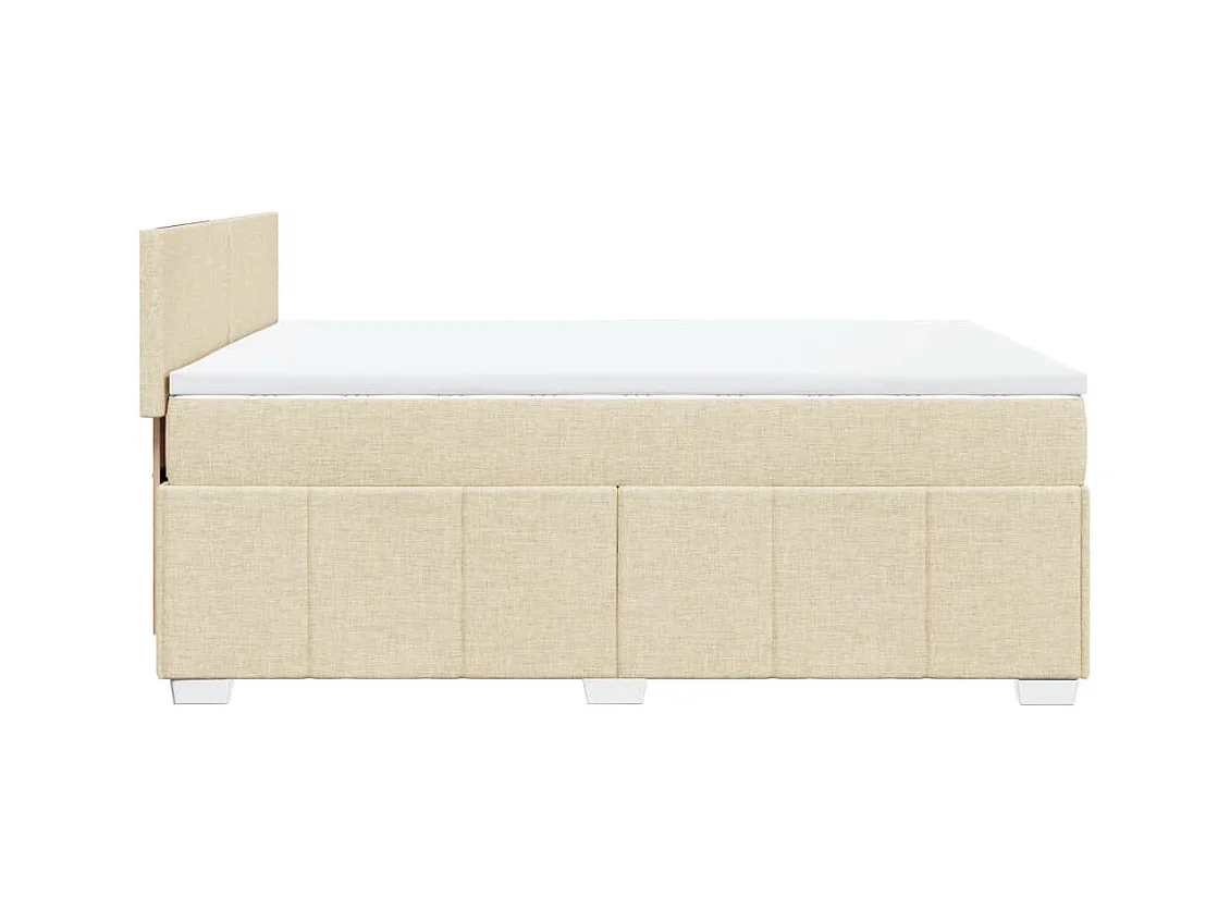 Sommier à lattes de lit avec matelas Crème 160x200 cm Tissu