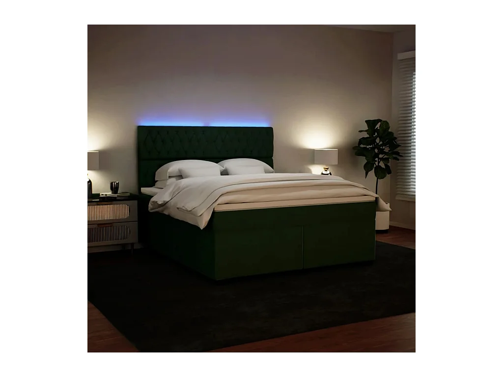 Boxspringbett mit Matratze Dunkelgrün 180x200 cm Samt