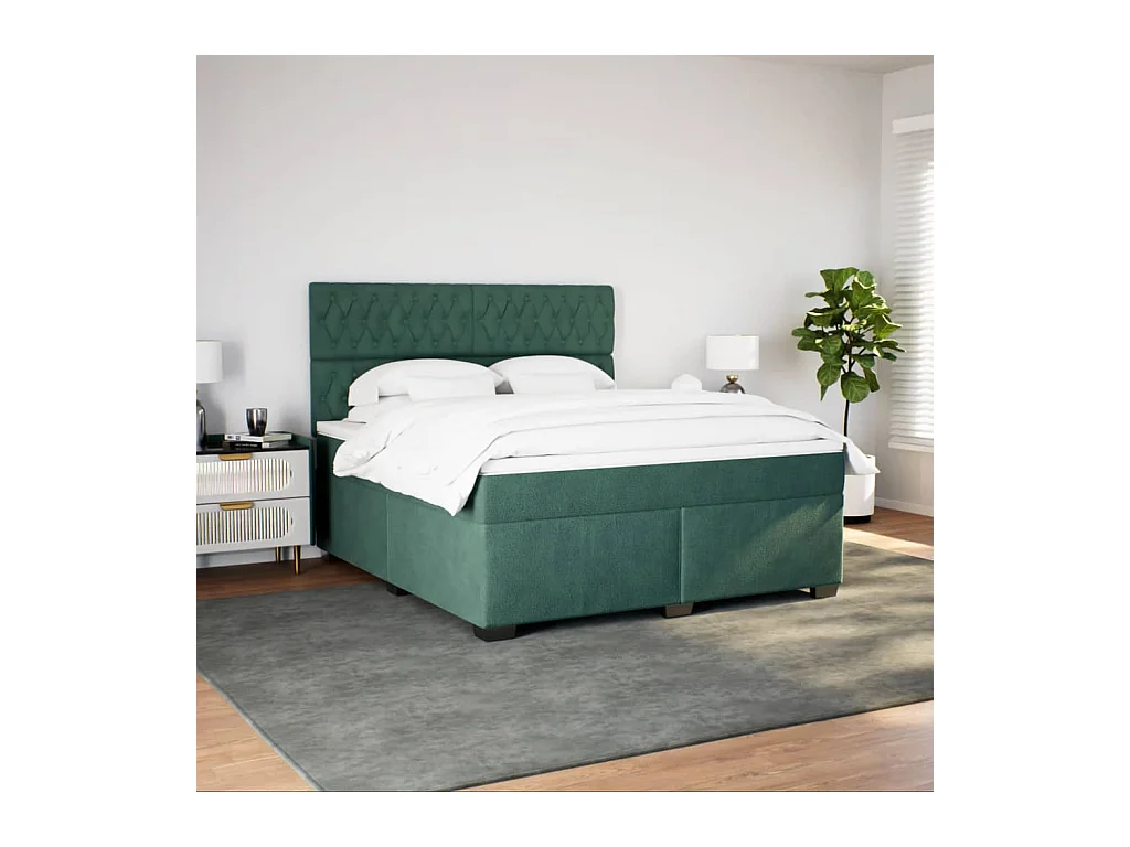 Boxspringbett mit Matratze Dunkelgrün 180x200 cm Samt