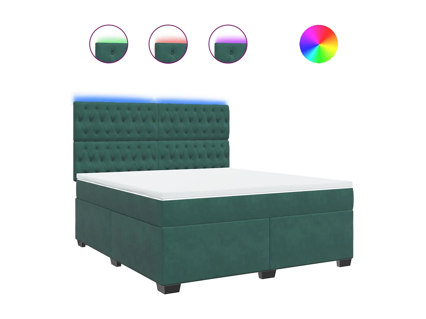 Giroletto a Molle con Materasso Verde Scuro 180x200 cm Velluto