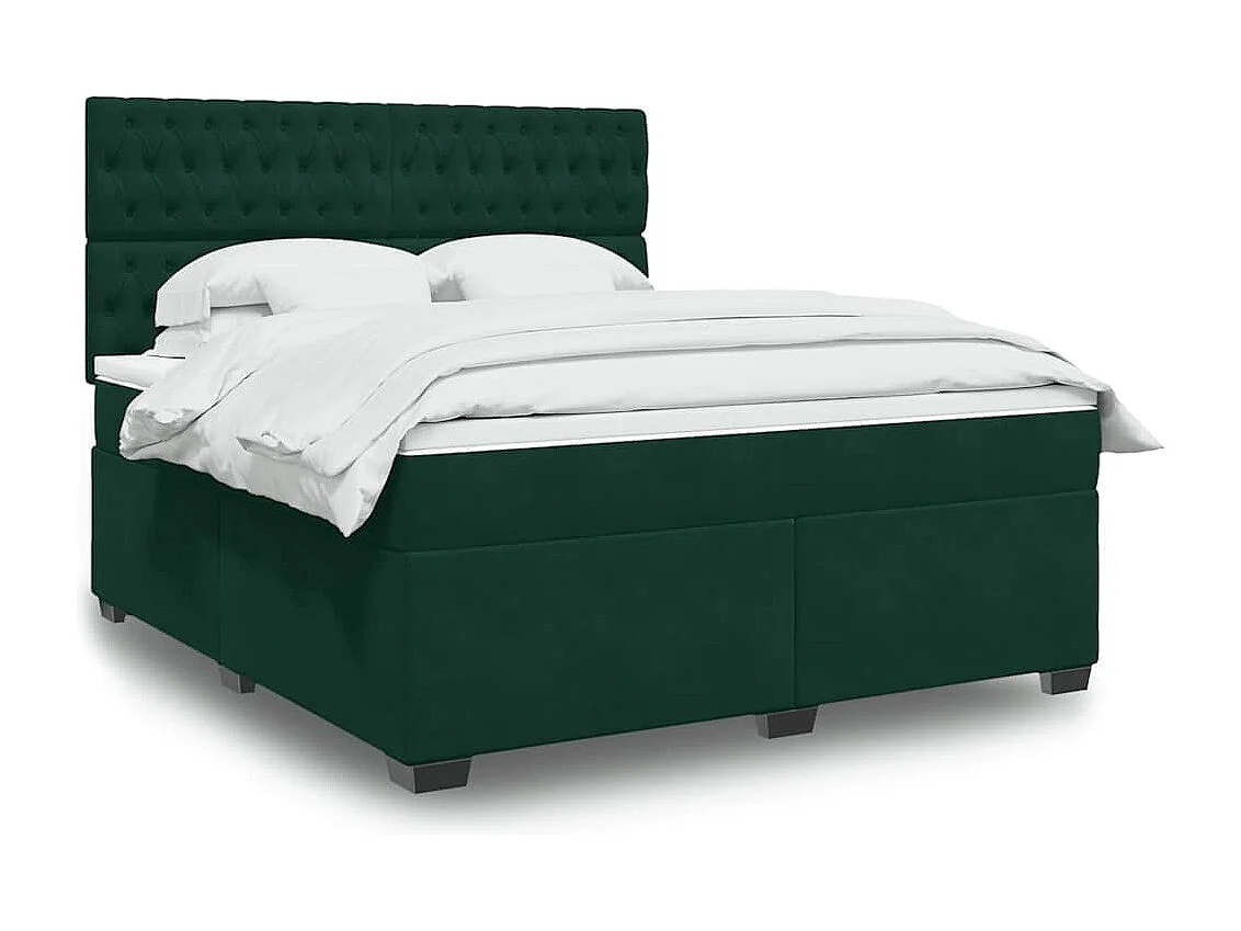 Boxspringbett mit Matratze Dunkelgrün 180x200 cm Samt