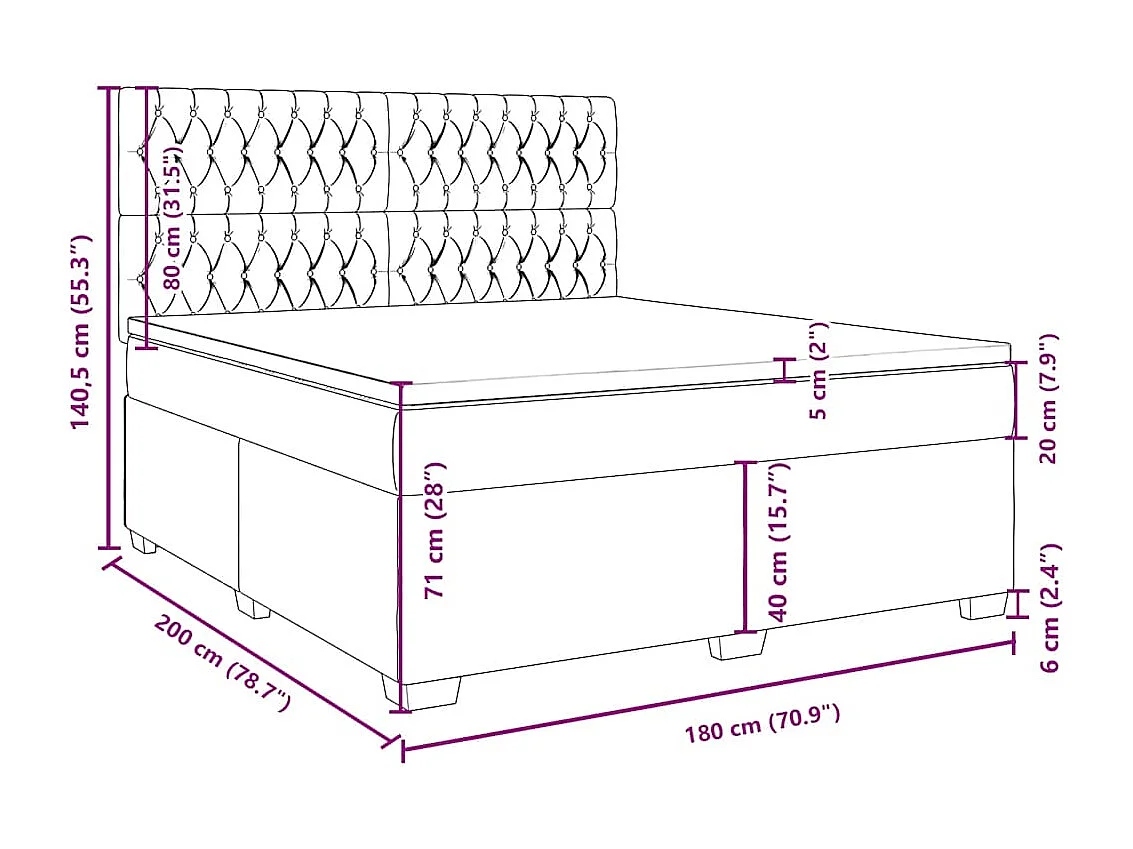 Boxspringbett mit Matratze Dunkelgrün 180x200 cm Samt