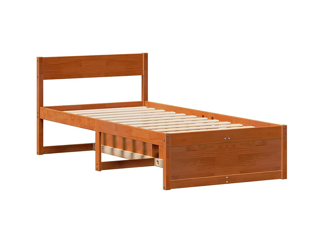 Letto senza Materasso Marrone Cera 90x190 cm in Legno di Pino