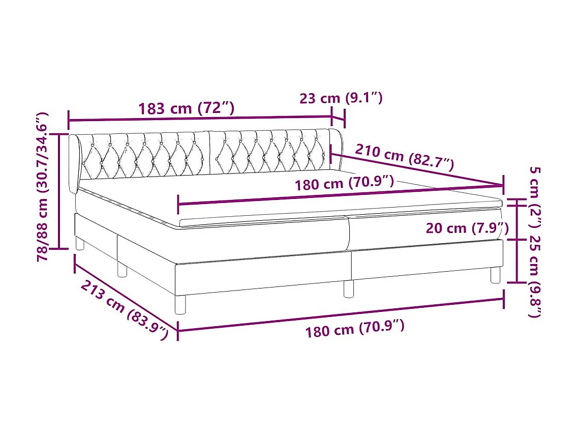 Boxspringbett mit Matratzen Rosa 180x210 cm Samt