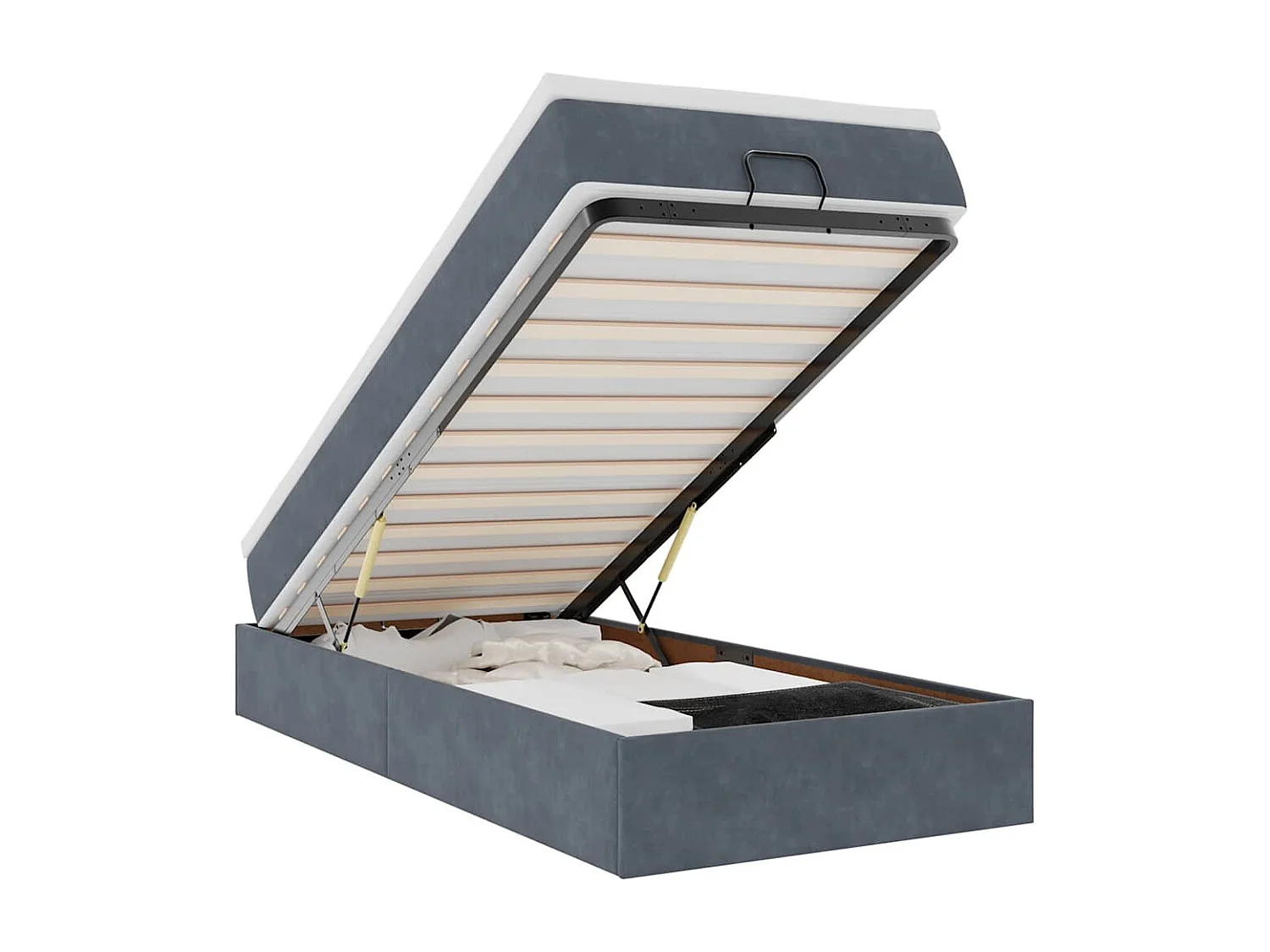 Cadre de lit ottoman avec matelas gris foncé 90x190 cm velours