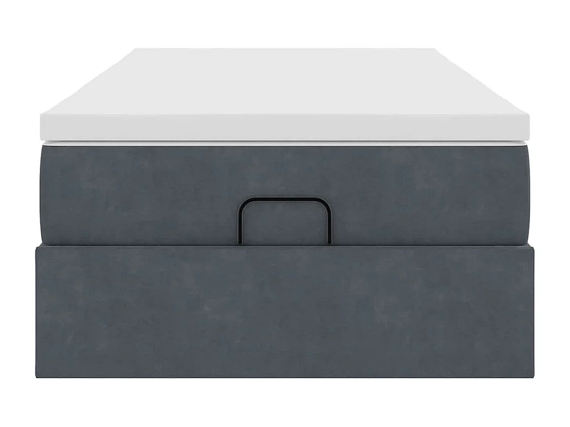Cadre de lit ottoman avec matelas gris foncé 90x190 cm velours