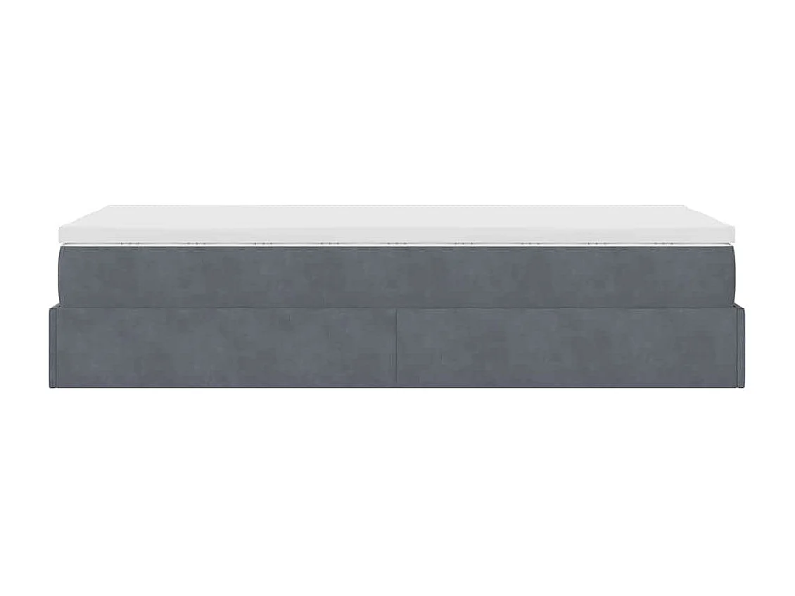 Cadre de lit ottoman avec matelas gris foncé 90x190 cm velours