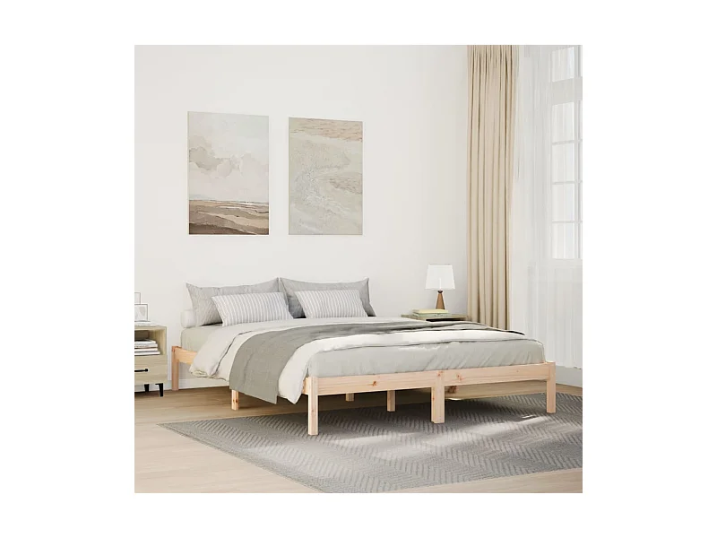 Cadre de lit extra long sans matelas 160x210 cm bois massif pin