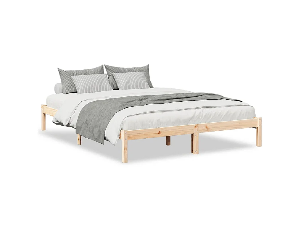 Cadre de lit extra long sans matelas 160x210 cm bois massif pin