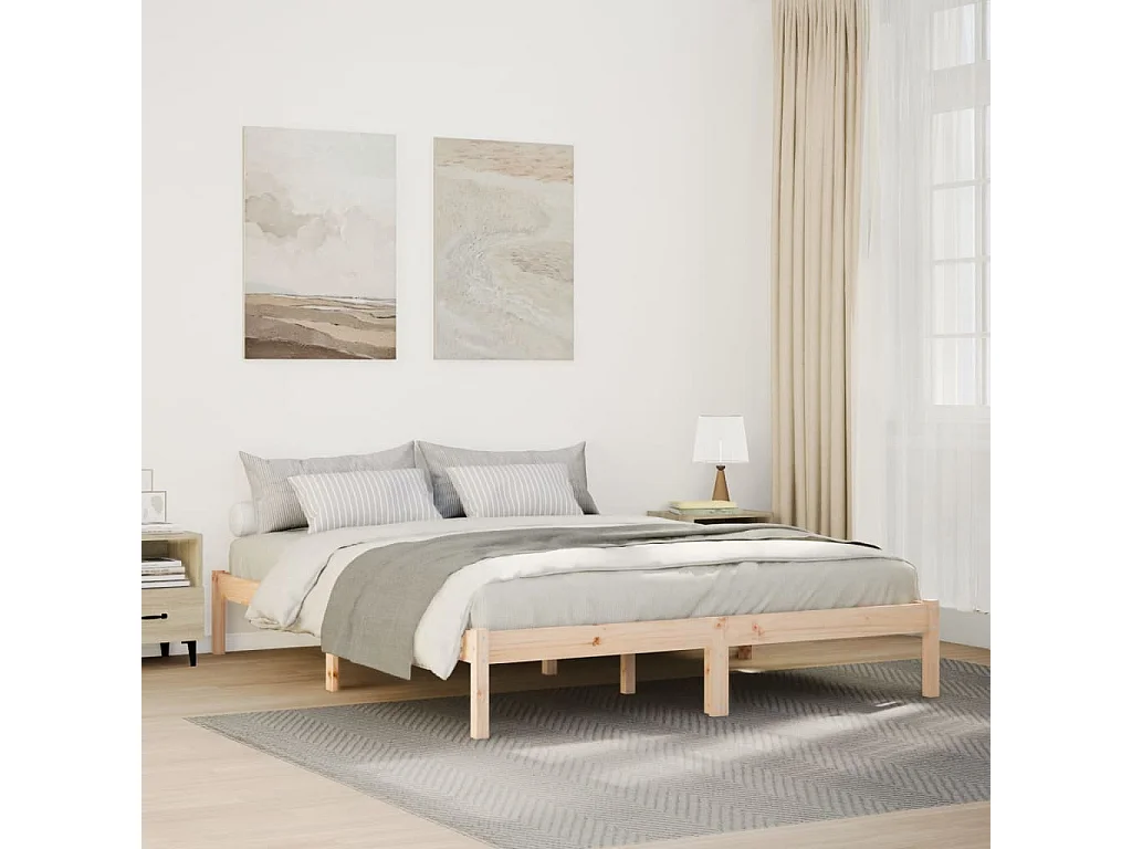 Cadre de lit extra long sans matelas 160x210 cm bois massif pin
