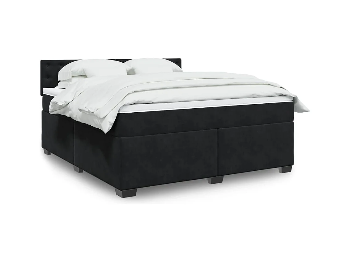 Boxspring met matras fluweel zwart 180x200 cm