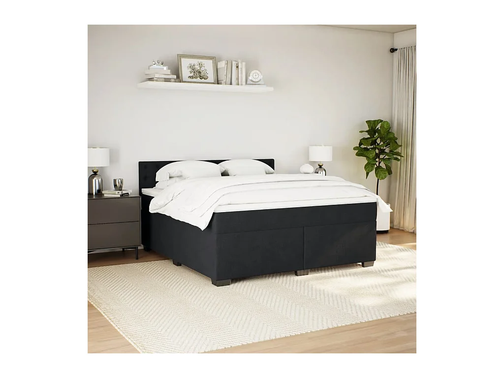 Boxspring met matras fluweel zwart 180x200 cm