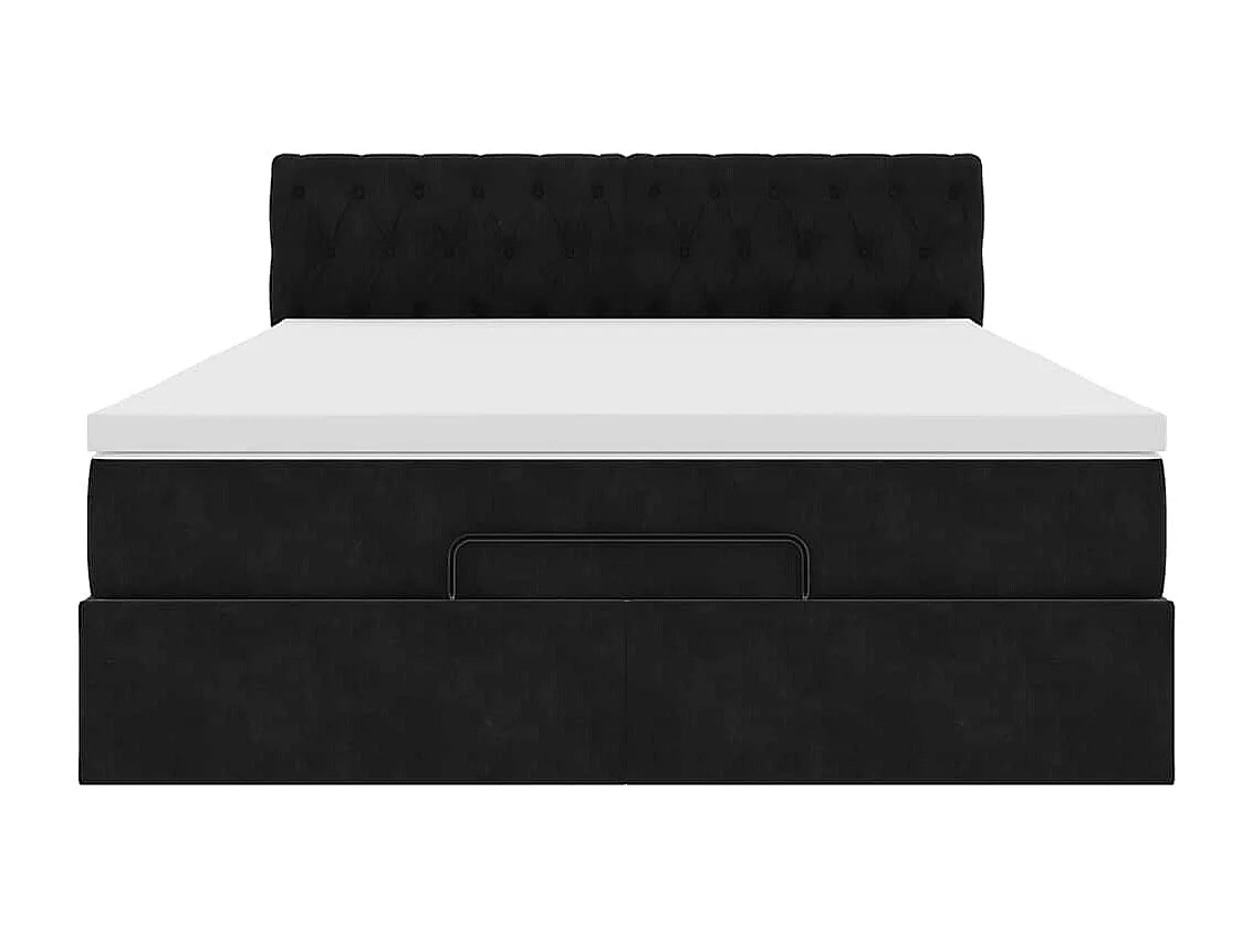 Cadre de lit ottoman avec matelas noir 140x190 cm velours
