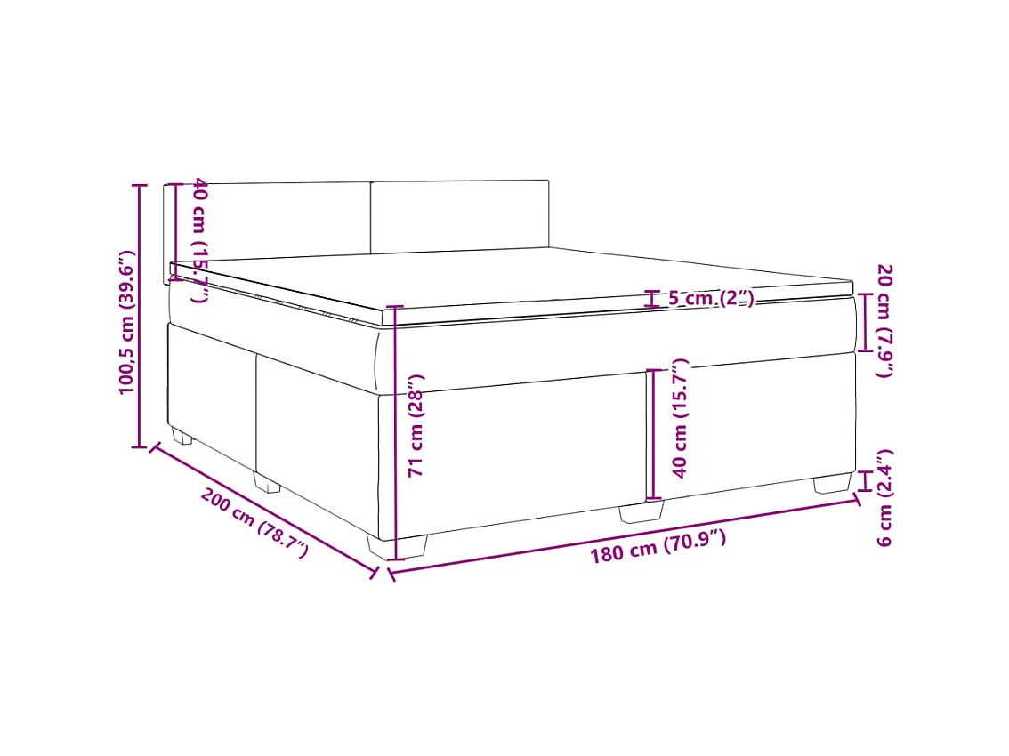 Giroletto a Molle con Materasso Blu 180x200 cm in Velluto