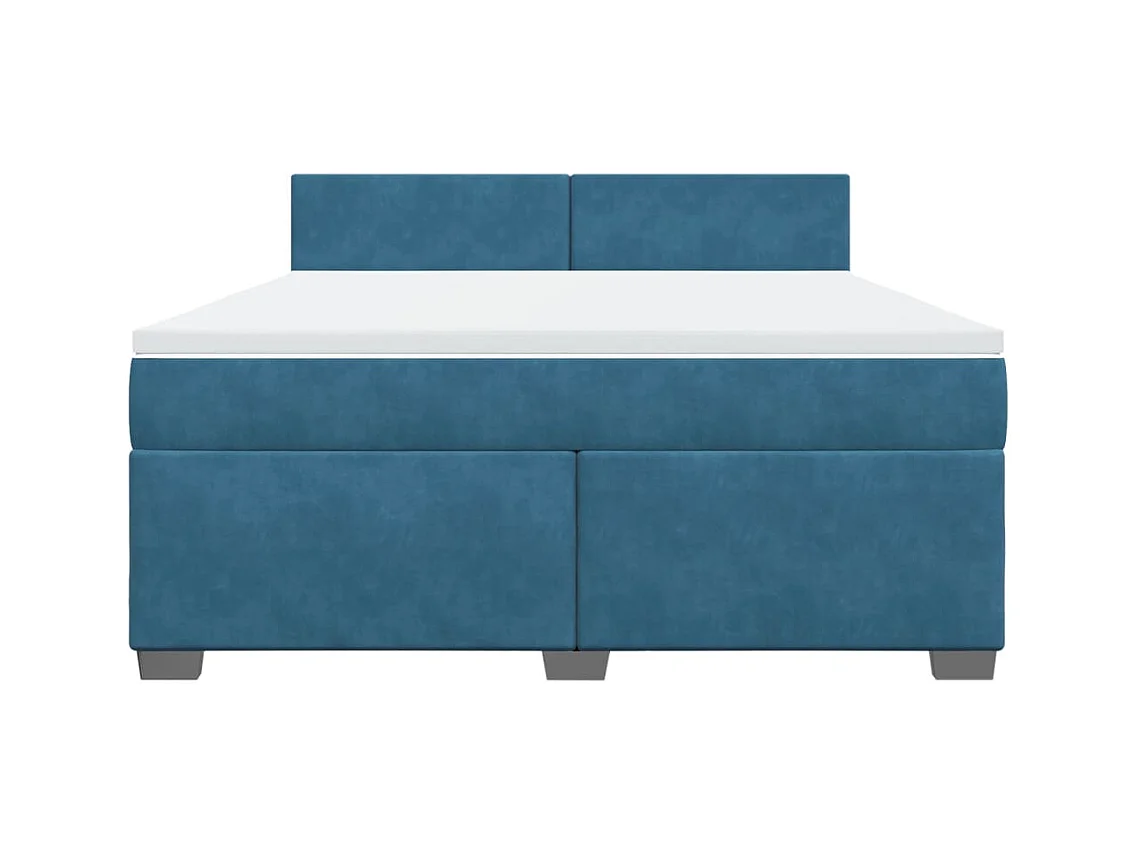 Sommier à lattes de lit et matelas bleu 180x200 cm velours