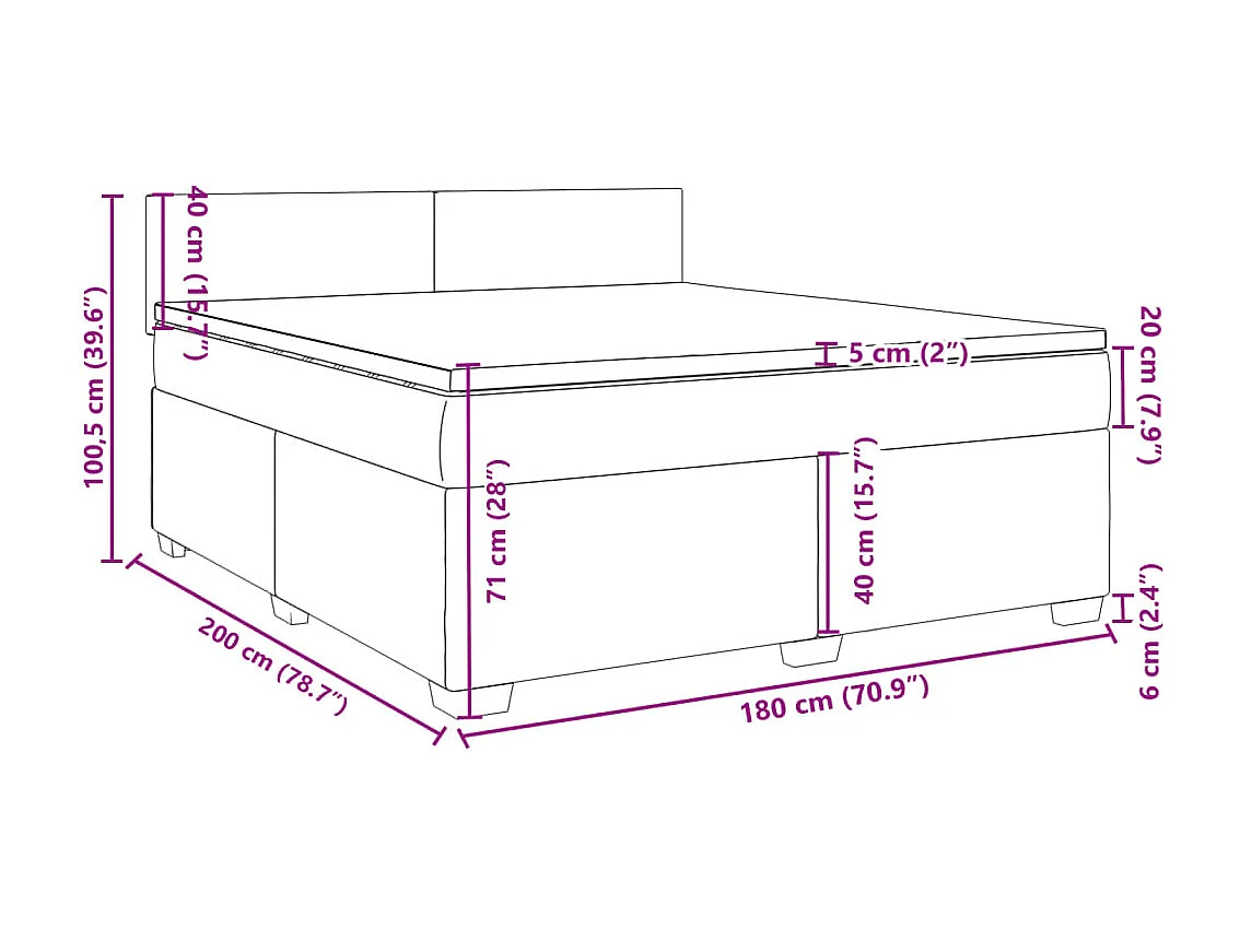 Boxspringbett mit Matratze Blau 180x200 cm Samt