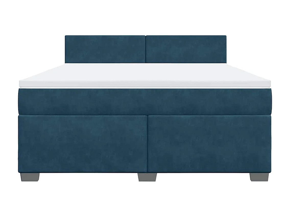 Sommier à lattes de lit et matelas bleu 180x200 cm velours