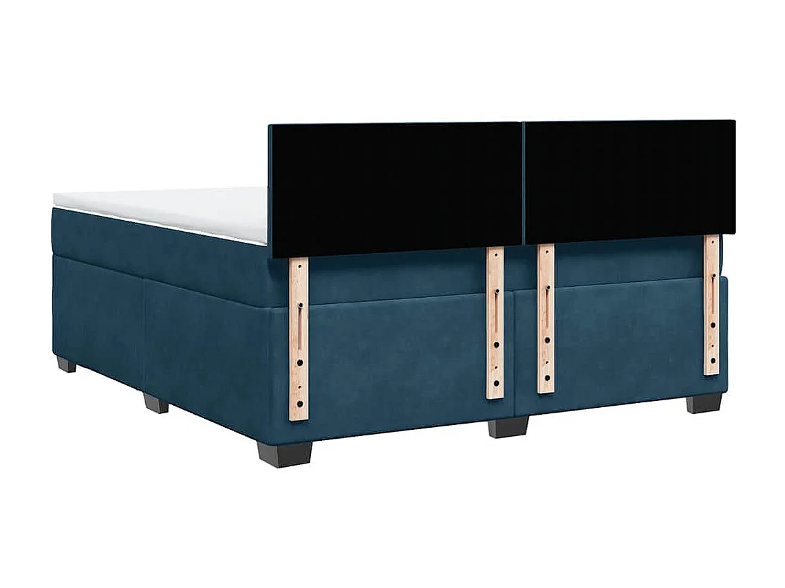 Sommier à lattes de lit et matelas bleu 180x200 cm velours