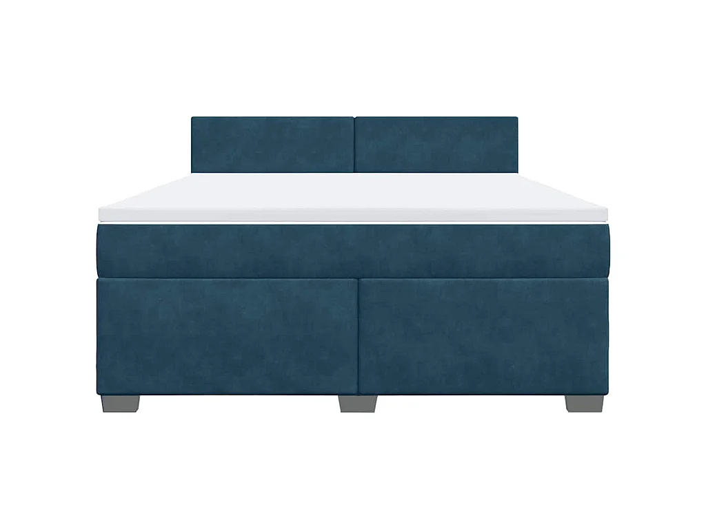 Cama box spring con colchón terciopelo azul 180x200 cm