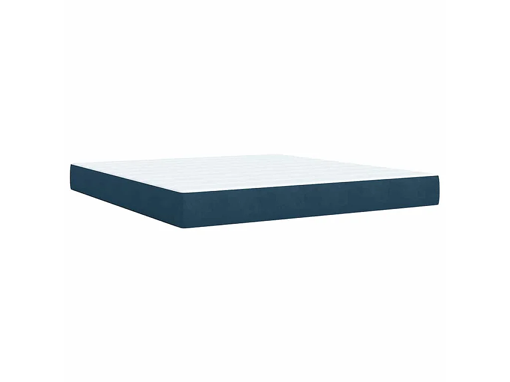 Cama box spring con colchón terciopelo azul 180x200 cm