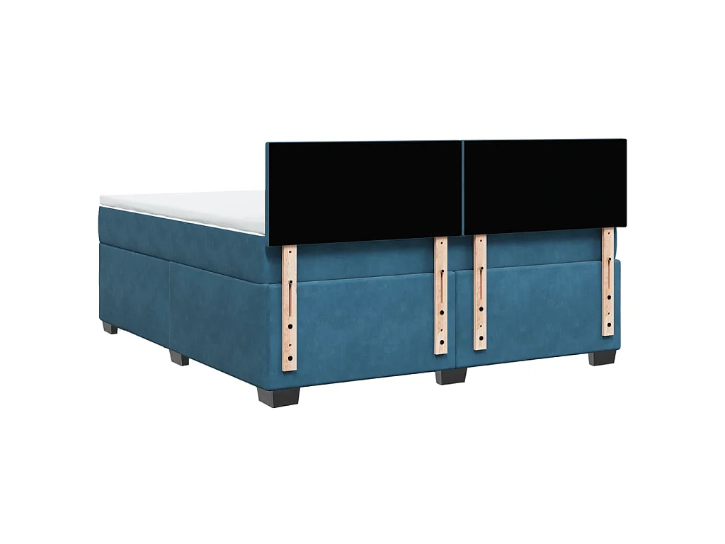 Cama box spring con colchón terciopelo azul 180x200 cm