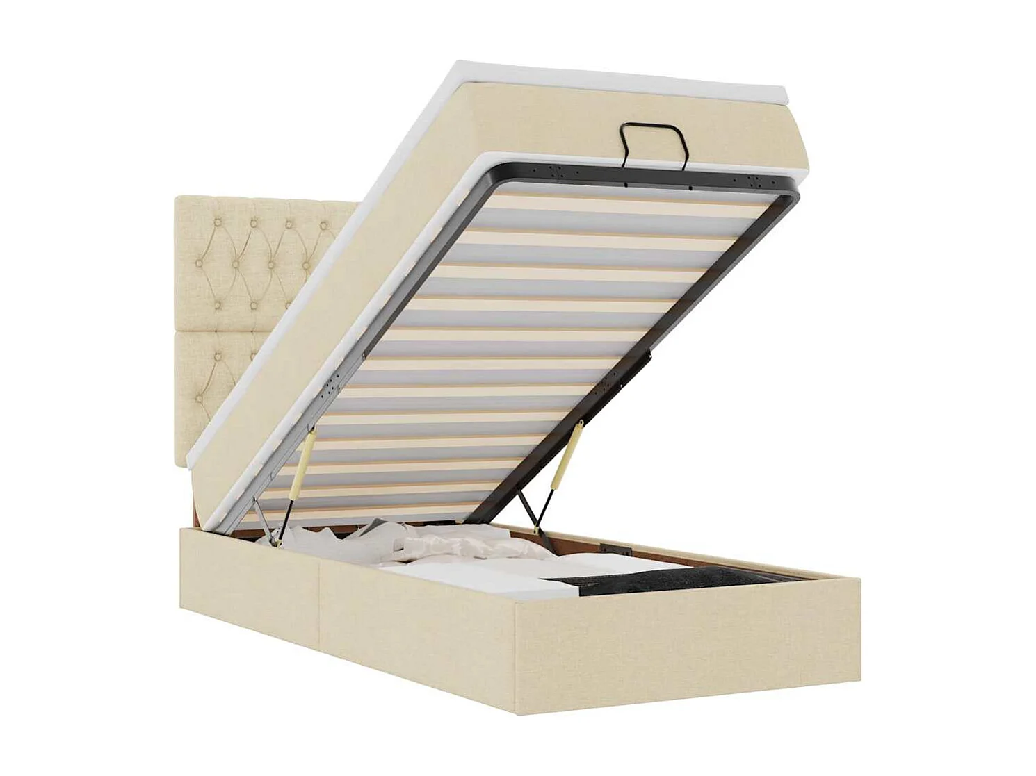 Ottoman-Bett mit Matratze Creme 90x200 cm Stoff