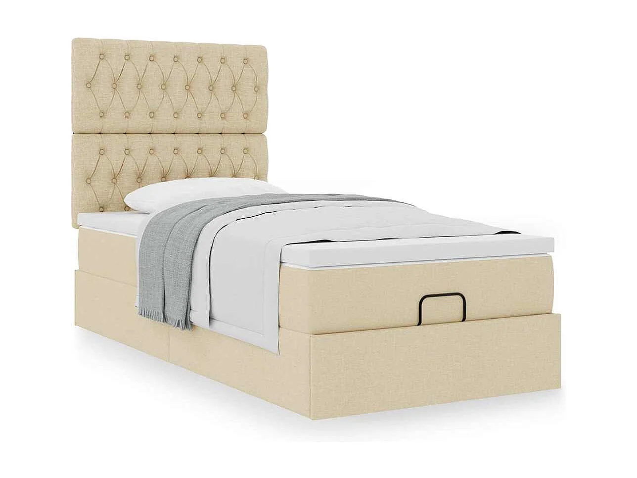 Ottoman-Bett mit Matratze Creme 90x200 cm Stoff