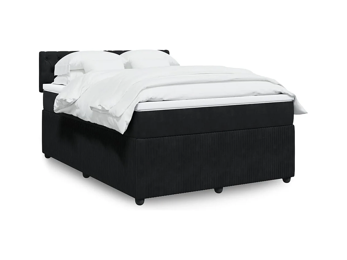 Sommier à lattes de lit avec matelas Noir 140x200 cm Velours