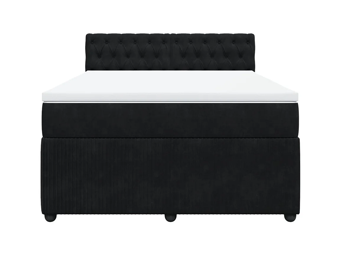 Sommier à lattes de lit avec matelas Noir 140x200 cm Velours