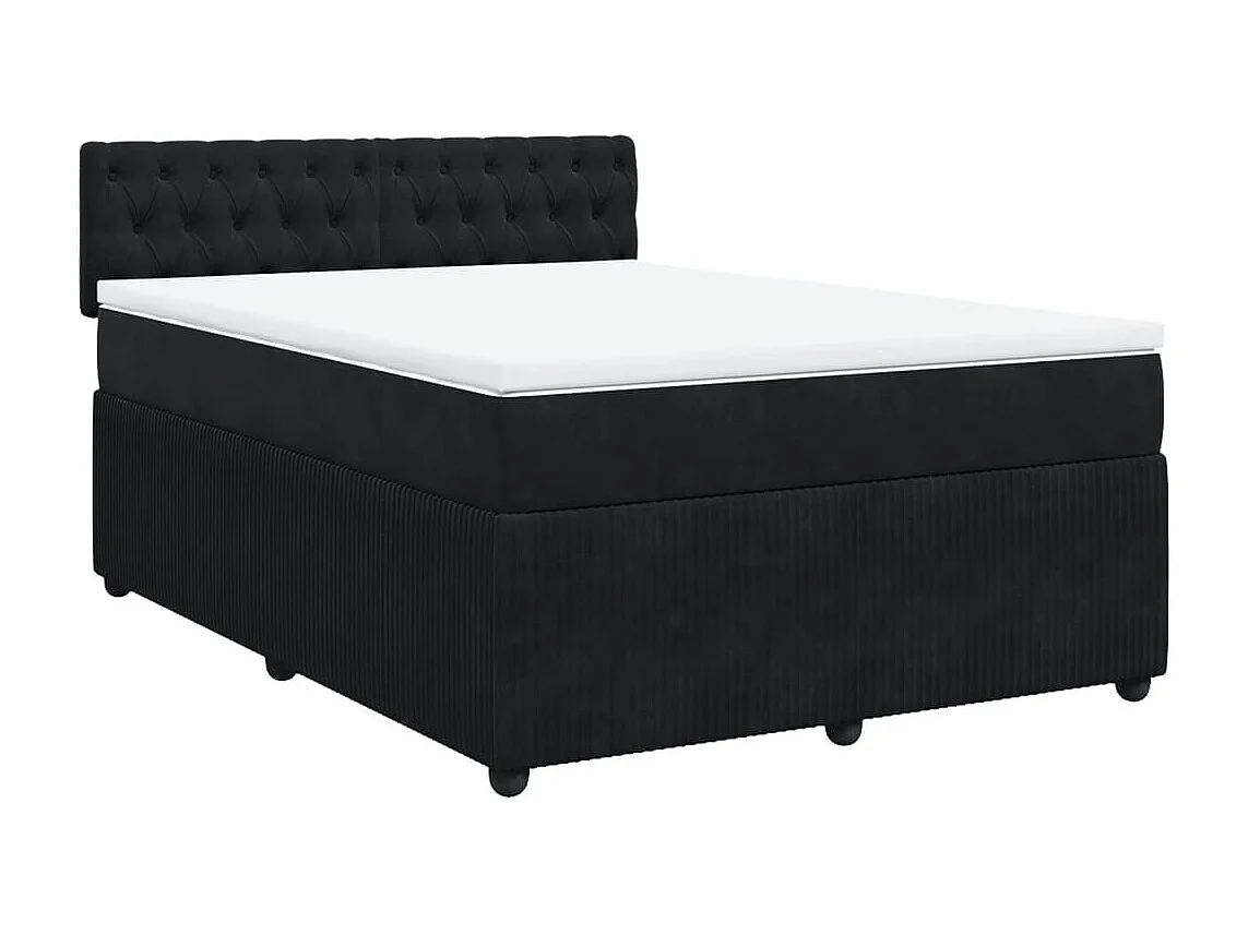 Boxspringbett mit Matratze Schwarz 140x200 cm Samt