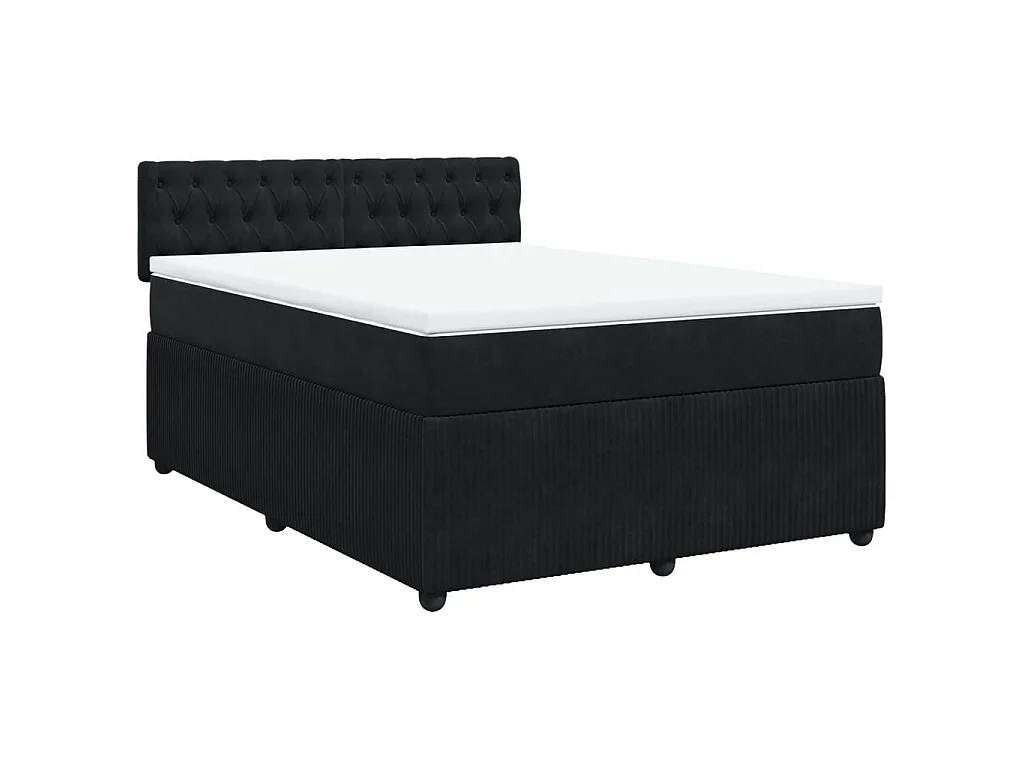 Cama com molas/colchão 140x200 cm veludo preto