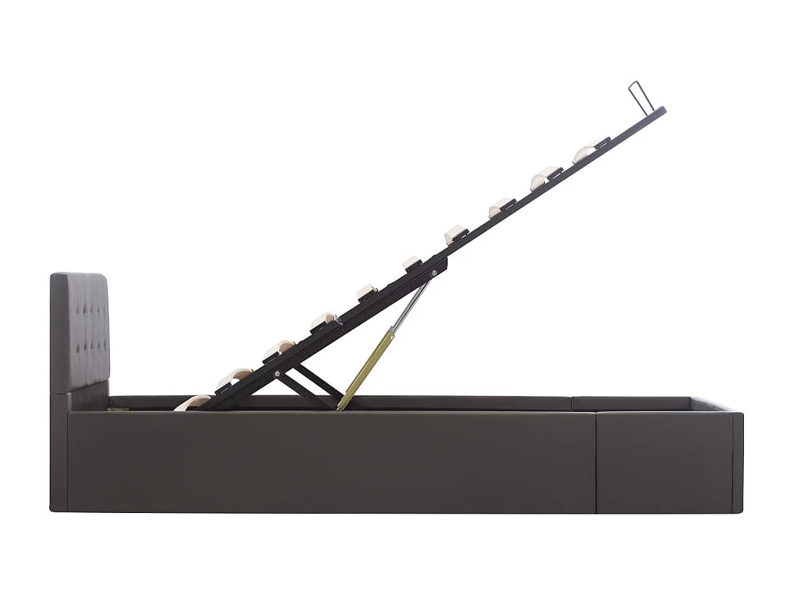 Cadre de lit à rangement hydraulique Gris Similicuir 90x200 cm