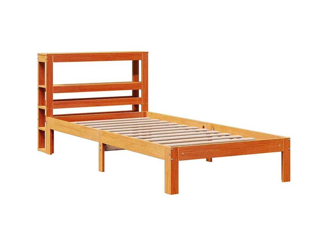 Cama sem colchão 100x200 cm pinho maciço castanho-mel