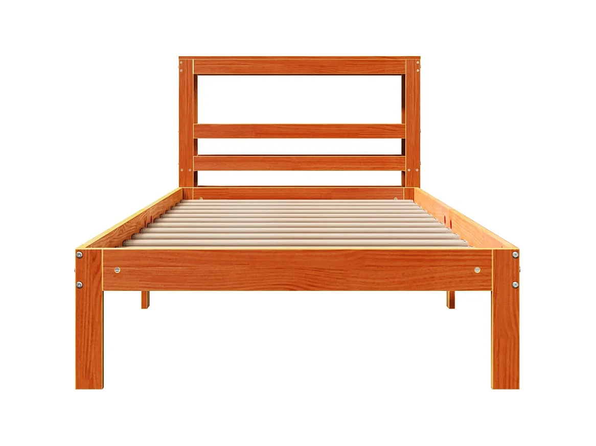 Cama sem colchão 100x200 cm pinho maciço castanho-mel