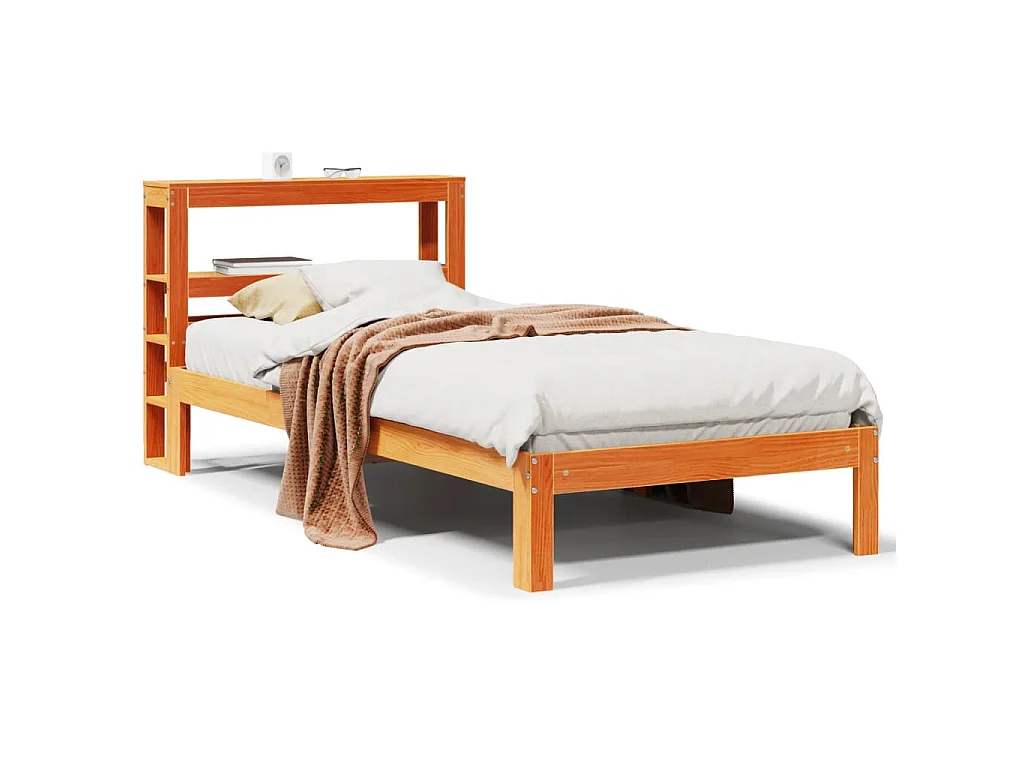 Cama sem colchão 100x200 cm pinho maciço castanho-mel