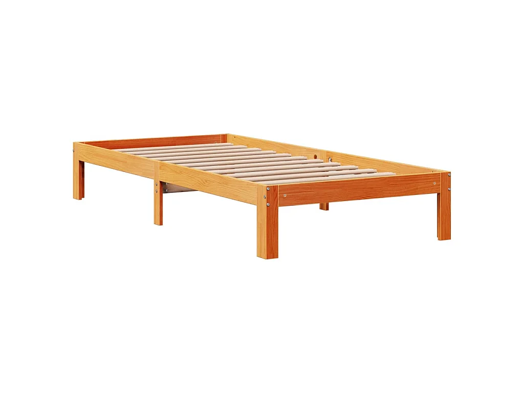 Cama sem colchão 100x200 cm pinho maciço castanho-mel