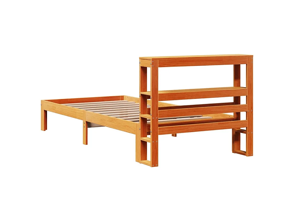 Cama sem colchão 100x200 cm pinho maciço castanho-mel