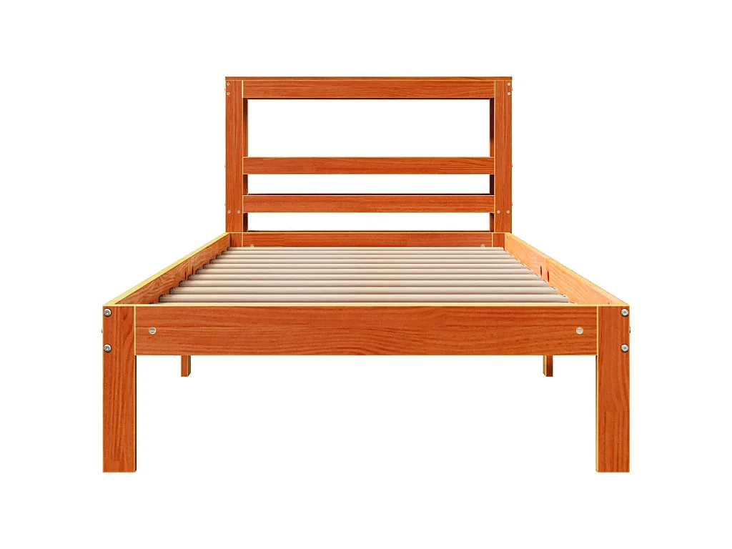 Bedframe zonder matras massief grenenhout wasbruin 100x200 cm