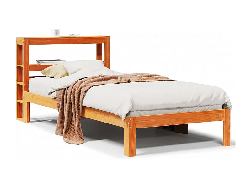 Bedframe zonder matras massief grenenhout wasbruin 100x200 cm